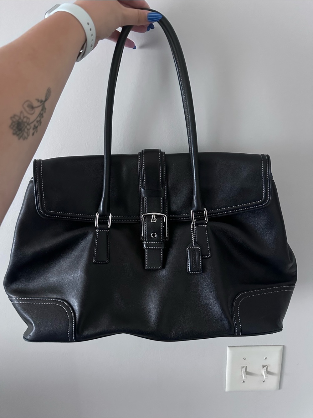 Coach Black Leather Interior Patch Tote